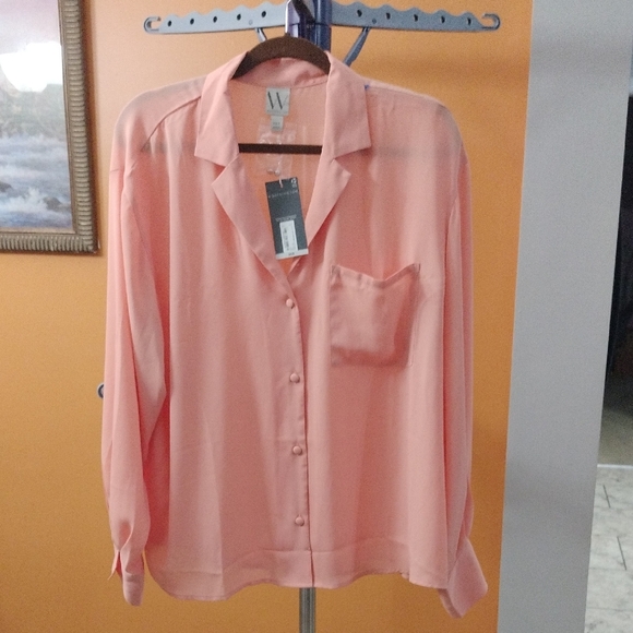 Worthington Tops - Worthington Coral Button-Up Shirt